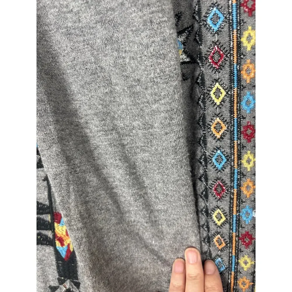 Andree by UNIT Bohemian Tribal Embroidered Open Long Line Cardigan Duster Size S